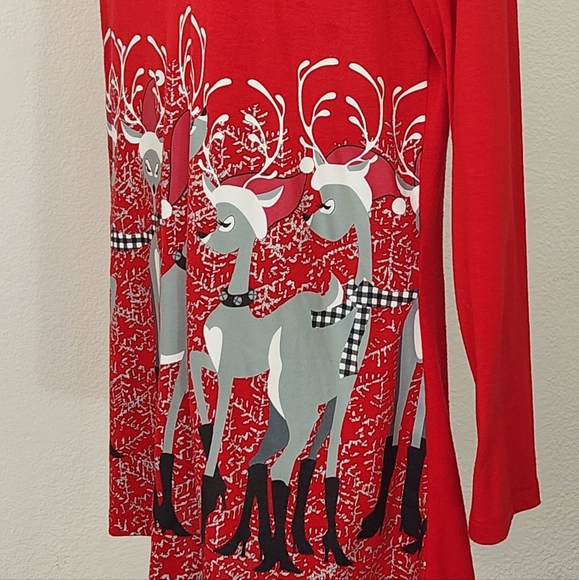 Mac & Belle Tunic Santa Deer Swing Red Size L - Picture 12 of 13